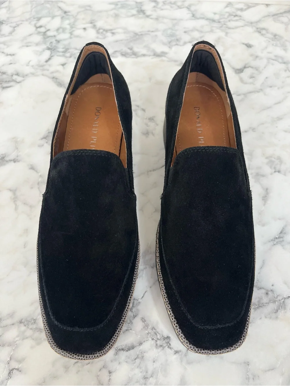 DONALD PLINER Wallis Platform Wedge Loafer In Black Suede Size 9